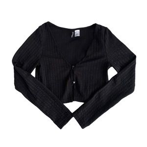 H&M Two Button Crop Black Cardigan Size S